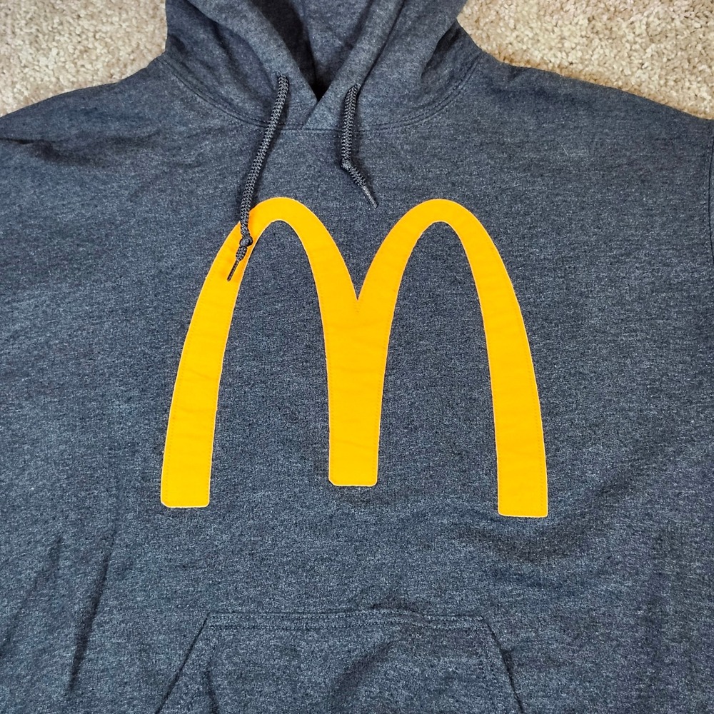 McDonalds‎ Hoodie Charcoal Gray Golden Arches Logo Graphic Sweatshirt Medium - Picture 3 of 6